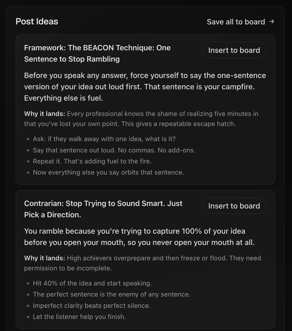 Boost generating a week of post variations from a single idea